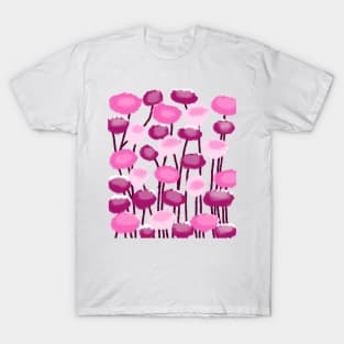 Pretty Watercolor Floral Pink Peaceful Flowers Pattern, made by EndlessEmporium T-Shirt